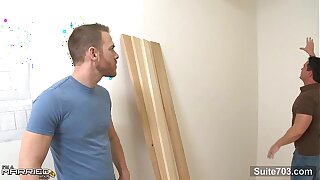 Tattooed married guy fucking a gay's prick